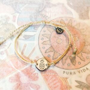 Pura Vida pineapple/aloha coin charm bracelet